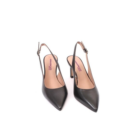 Mariano Paoletti 211c BLack Leather Slingbacks Heels Pointy Pumps - Picture 2 of 8